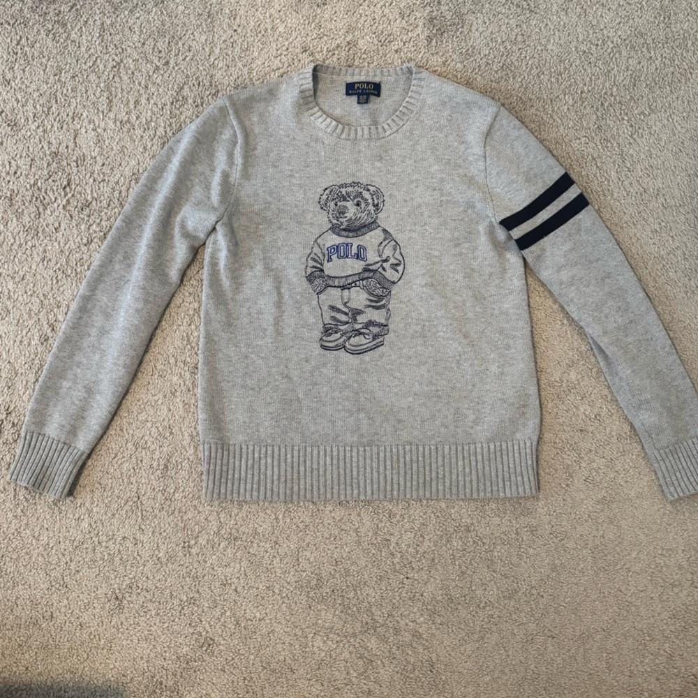 Polo Ralph Lauren embroidered bear gray sweater